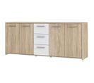 Buffet Bas - 4 Portes Et 3 Tiroirs - Blanc Mat Et Chene Sonoma - L 179,2 X P 42 X H 74,5 Cm