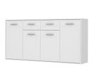 Buffet Bas Pilvi - 4 Portes Et 2 Tiroirs - Blanc Mat - L 162,3 X P 34,2 X H 88,1 Cm