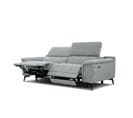 Canapé Droit Fiero 3 Places Avec 2 Relax Électriques Tissu Gris Clair