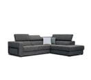 Canapé D'angle Droit Bergo 5 Places En Tissu Gris Foncé Avec Coussins Déco