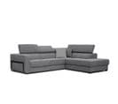 Canapé D'angle Droit Bergo 5 Places En Tissu Gris Avec Coussins Déco