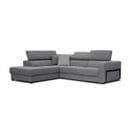 Canapé D'angle Gauche Bergo 5 Places En Tissu Gris Avec Coussins Déco