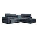 Canapé D'angle Droit Bergo 5 Places Relax Électrique Tissu Bleu Foncé Un Coussin Déco