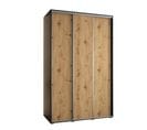 Armoire Davos 1 À Portes Coulissantes 150x45x235.2 Cm - 3 Portes (noir/artisan/argent)