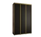 Armoire Davos 1 À Portes Coulissantes 150x45x235.2 Cm - 3 Portes (noir/noir/or)