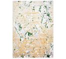 Tapis Salon 140 X 200 Cm Crème Vert Or Gris Brillant Feuilles Monstera Doux Fin