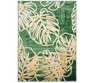 Tapis Salon Vert Or Brillant Feuilles Monstera Doux Fin 140 X 200 Cm