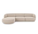 Canapé D'angle Gauche "miley", 4 Places, Beige, Tissu Chenille