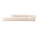 Canapé Gauche "miley", 4 Places, Beige Clair, Tissu Chenille