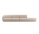 Canapé Droit "miley", 4 Places, Beige, Tissu Chenille