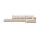 Canapé D'angle Droit "kaelle", 5 Places, Beige, Tissu Chenille