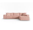 Canapé D'angle Droit Modulable "mike", 5 Places, Rose, Tissu Structurel