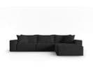 Canapé D'angle Droit Modulable "mike", 5 Places, Noir, Tissu Structurel