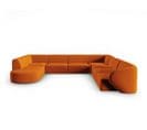 Canapé D'angle Droit Panoramique Modulable "shane", 8 Places, Terracotta, Velours