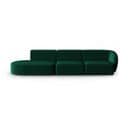 Canapé Modulable Gauche "shane", 4 Places, Vert Bouteille, Velours