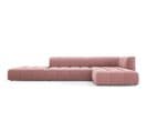 Canapé D'angle Droit Modulable "serena", 5 Places, Rose, Velours