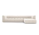 Canapé D'angle Droit Modulable "serena", 5 Places, Beige Clair, Velours