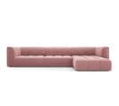 Canapé D'angle Droit Modulable "serena", 5 Places, Rose, Velours