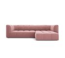 Canapé D'angle Droit Modulable "serena", 3 Places, Rose, Velours