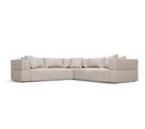 Canapé D'angle Symétrique "tyra", 6 Places, Beige, Tissu Structurel