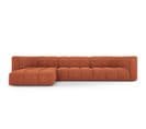 Canapé D'angle Gauche Modulable "serena", 5 Places, Orange, Tissu Structurel