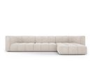 Canapé D'angle Droit Modulable "serena", 5 Places, Beige, Tissu Structurel