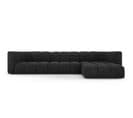 Canapé D'angle Droit Modulable "serena", 5 Places, Noir, Tissu Structurel