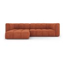 Canapé D'angle Gauche Modulable "serena", 3 Places, Orange, Tissu Structurel