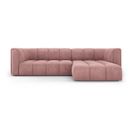 Canapé D'angle Droit Modulable "serena", 3 Places, Rose, Tissu Structurel