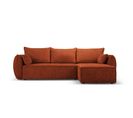 Canapé D'angle Droit Convertible Coffre De Rangement "kaelle", 4 Places, Terracotta, Tissu Chenille