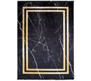 Tapis Salon Doré Noir Marbre Bordure Franges Fin 160x230 Toscana