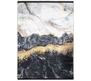 Tapis Salon Doré Noir Gris Marbre Franges Fin 80x150 Toscana