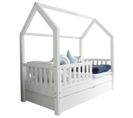 Lit Cabane 90x190 Barrière Sommier Et Tiroir Inclus Daisy - Blanc