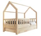 Lit Cabane 90x190 Barrière Sommier Et Tiroir Inclus Daisy - Bois