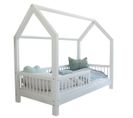 Lit Cabane 90x190 Barrière Et Sommier Inclus Pieds 10 Cm Sofia - Blanc