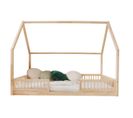 Lit Cabane 140x200 Barrières Et Sommier Inclus Pieds 1 Cm Sofia - Bois