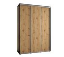 Armoire Davos 1 à Portes Coulissantes 235,2/180/45 3 Portes (noir/artisan/argent)