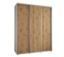 Armoire Davos 1 À Portes Coulissantes 190x60x235.2 Cm - 3 Portes - Blanc Et Bois