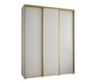 Armoire Davos 1 À Portes Coulissantes 190x60x235.2 Cm - 3 Portes - Blanc Et Or