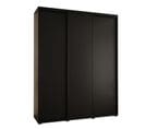 Armoire Davos 1 À Portes Coulissantes 190x60x235.2 Cm - 3 Portes - Noir Et Bois