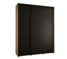 Armoire Davos 1 À Portes Coulissantes 200x45x235.5 Cm - 3 Portes - Bois Et Noir