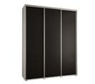 Armoire Davos 1 À Portes Coulissantes 200x45x235.5 Cm - 3 Portes - Blanc, Noir Et Argent