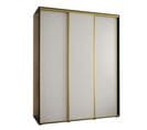 Armoire Davos 1 À Portes Coulissantes 200x45x235.5 Cm - 3 Portes - Blanc, Noir Et Or