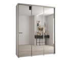 Armoire Davos 2 À Portes Coulissantes 200x45x235.5 Cm - 3 Portes - Blanc Et Argent