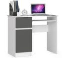 Bureau D'ordinateur Gauche Piksel Blanc 90 Cm 1 Porte 1 Tiroir Façade Gris Graphite 3 Étagères