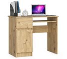 Bureau D'ordinateur Gauche Piksel Chêne Artisan 90 Cm 1 Porte 1 Tiroir Façade Chêne Artisan