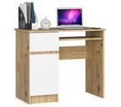 Bureau D'ordinateur Gauche Piksel Artisan 90 Cm 1 Porte 1 Tiroir Façade Blanche 3 Étagères