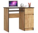 Bureau D'ordinateur Droit Piksel Chêne Craft 90 Cm 1 Porte 1 Tiroir Façade Chêne Craft