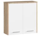 Armoire Salle De Bains Fin Accr. Au Mur Chêne Sonoma 60 Cm 2 Portes Façade Blanche 2 Étagères