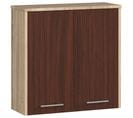 Armoire Salle De Bains Fin Accr. Au Mur Chêne Sonoma 60 Cm 2 Portes Façade Wengé 2 Étagères